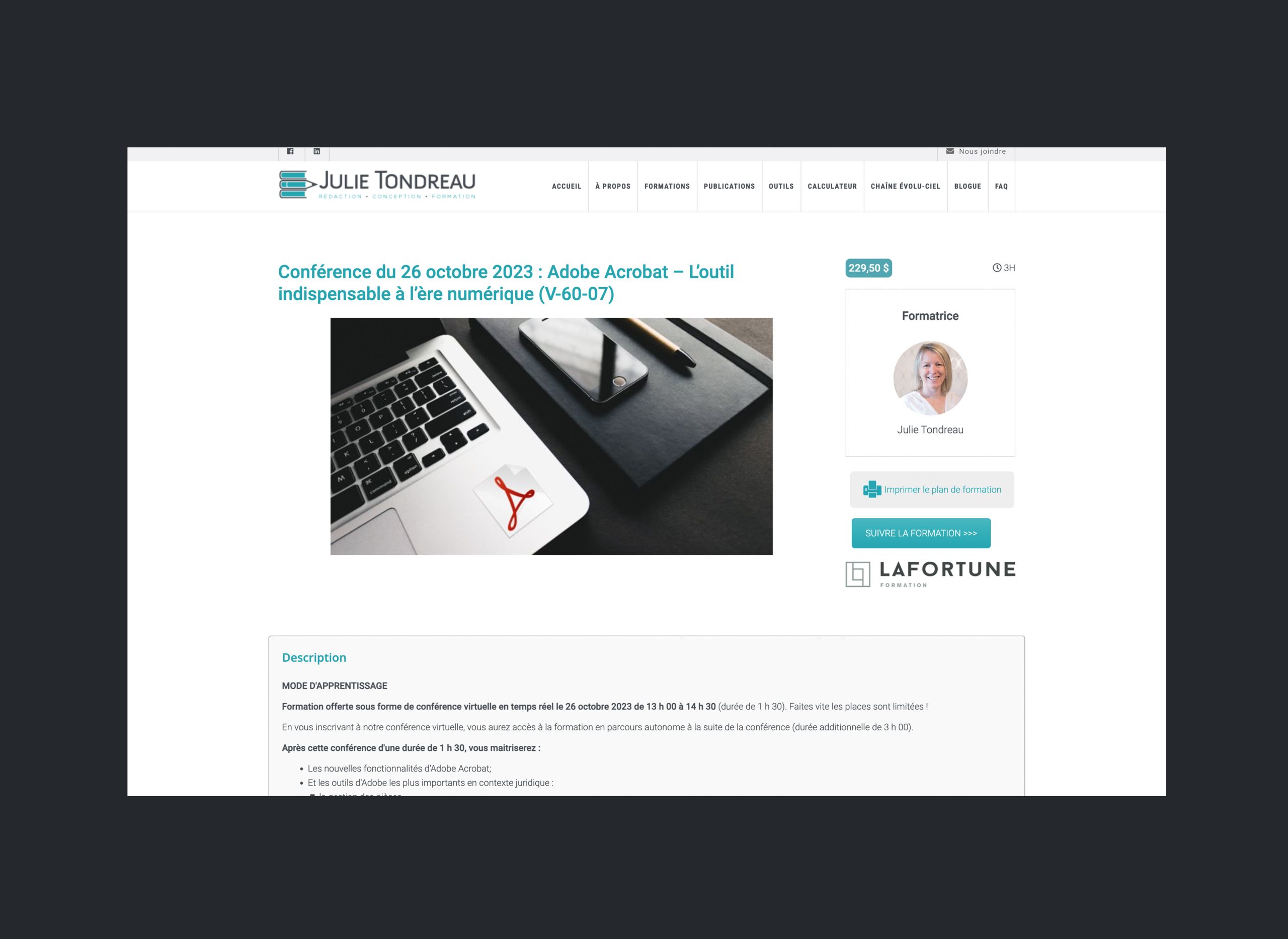Julie Tondreau Conception de site web