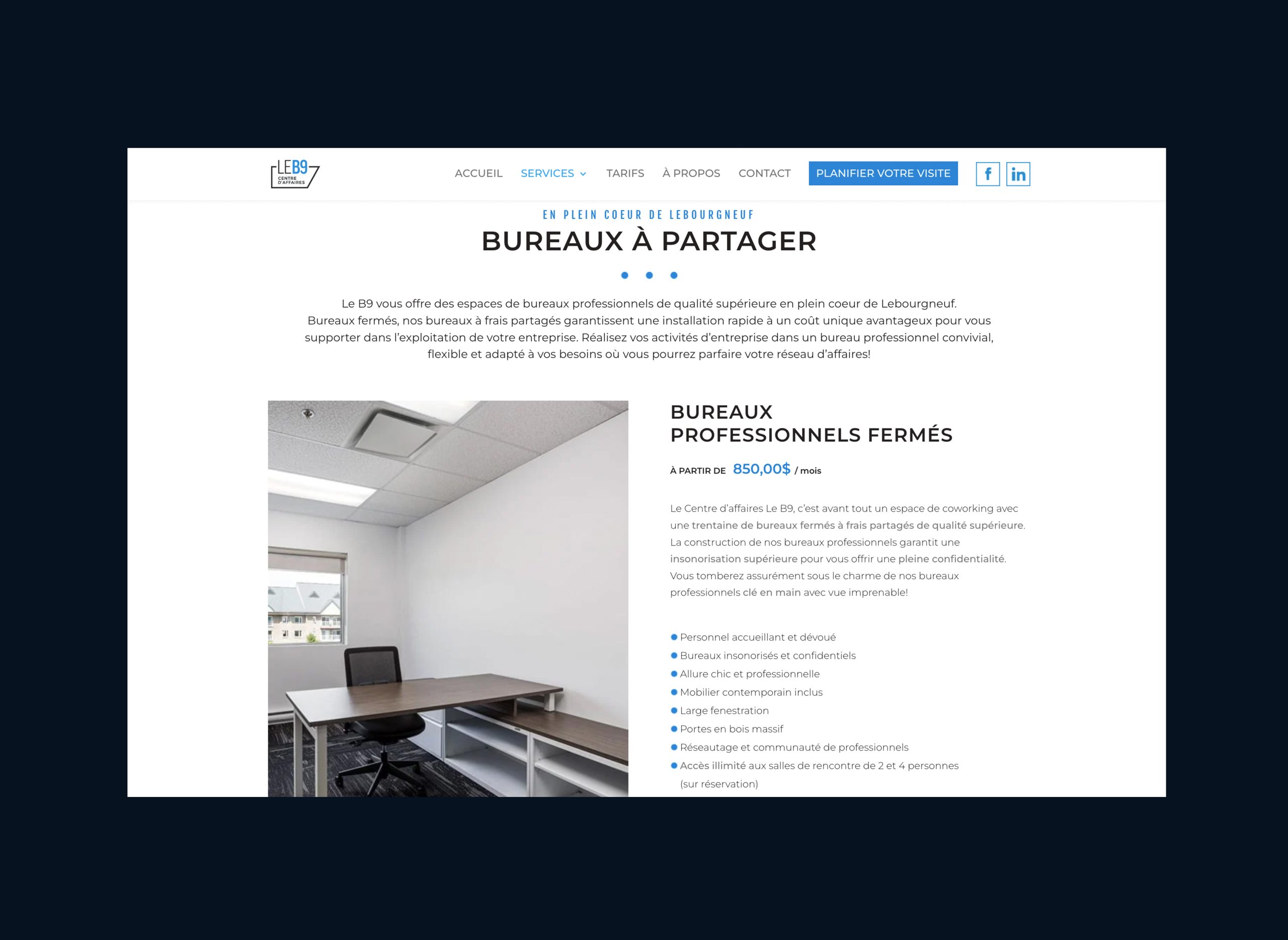 Centre d'affaires LEB9 site web