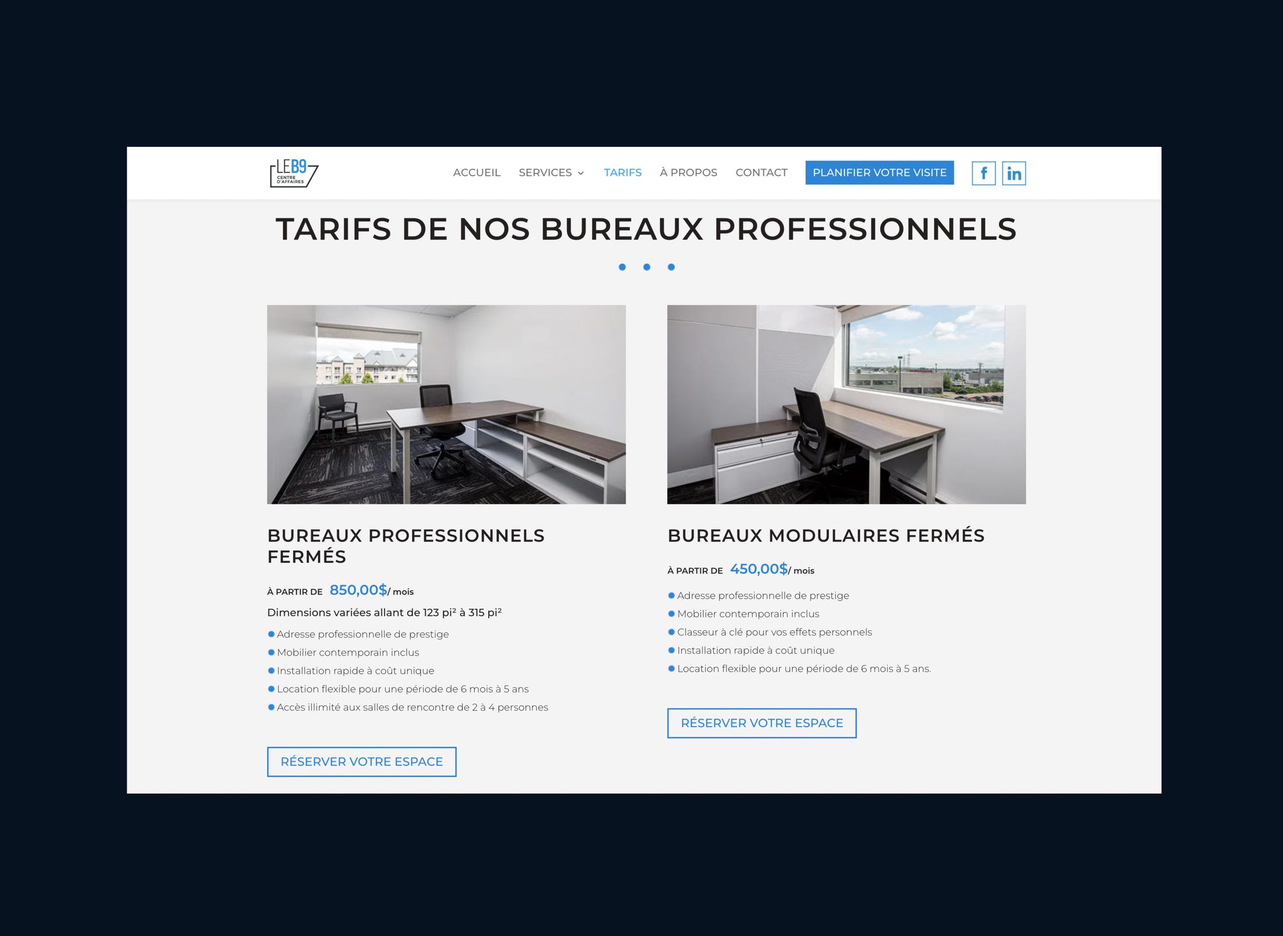 Centre d'affaires LEB9 site web