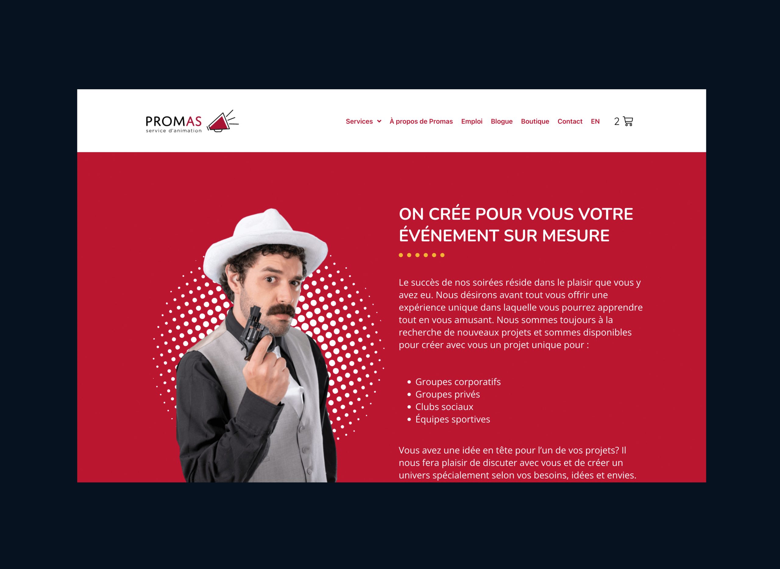 Promas Animation site web et boutique en ligne