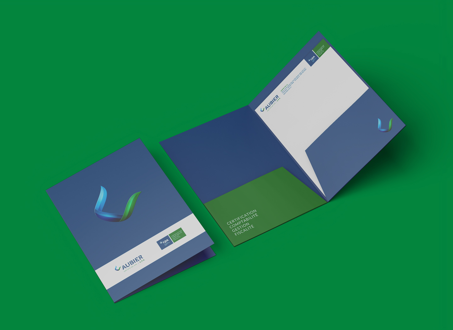 Papeterie et supports imprimés avec le nouveau logo Aubier CPA