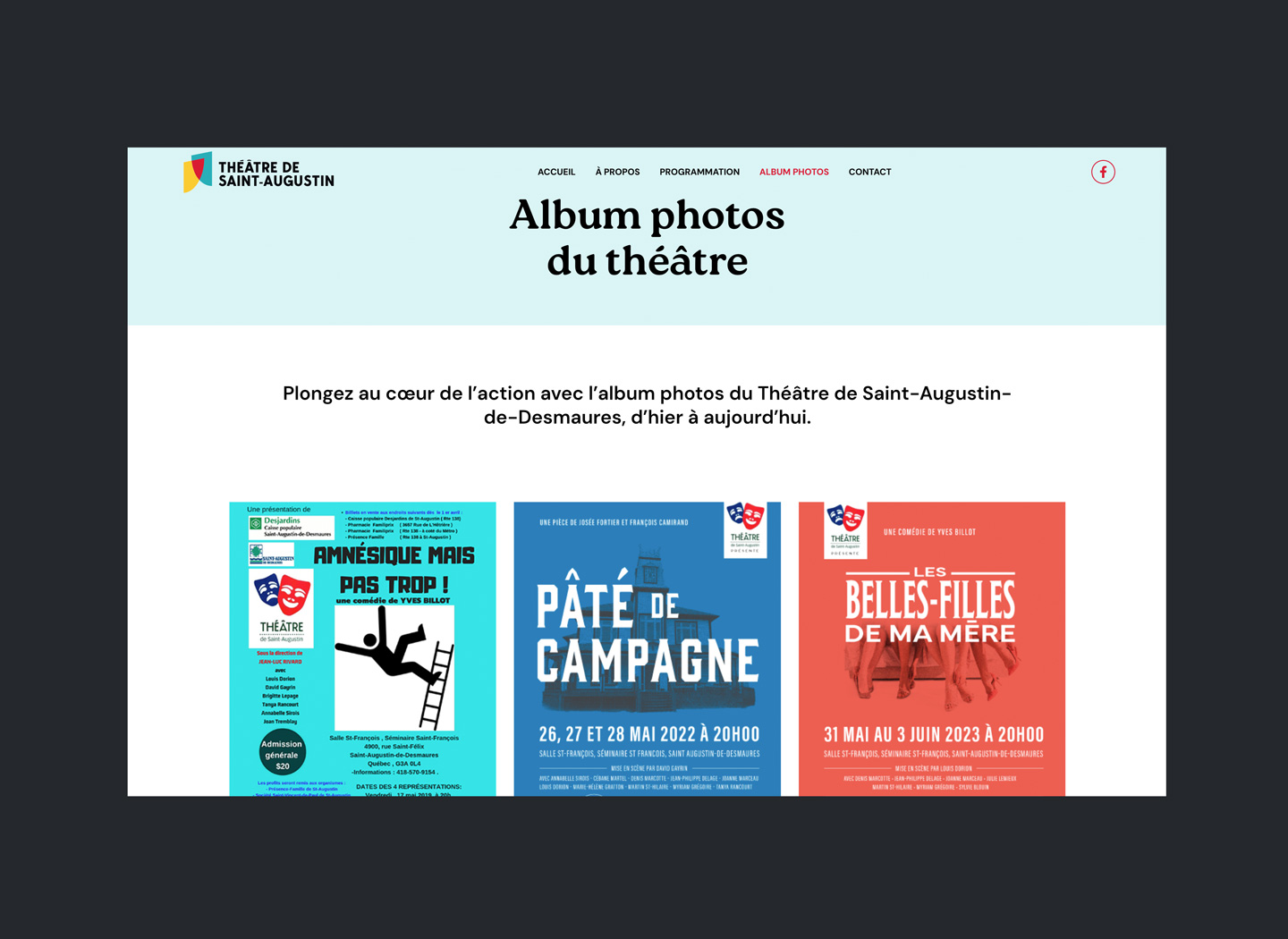 Album photo du site web du Théâtre St-Augustin