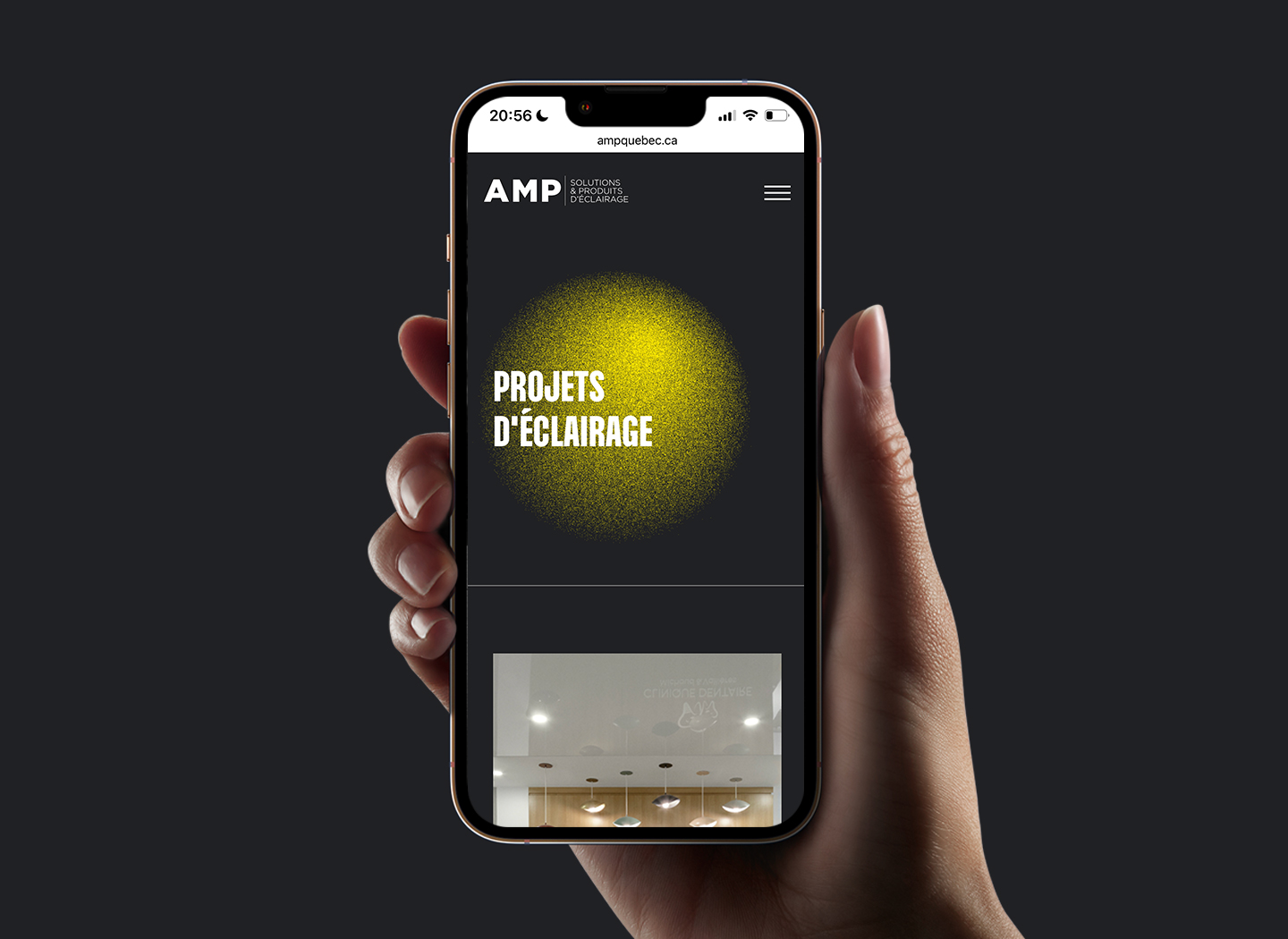 Aperçu du site web en version mobile AMP Solutions conçu par Tadam Studio créatif à Québec